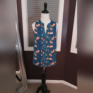 Express Teal and Orange Floral Blouse